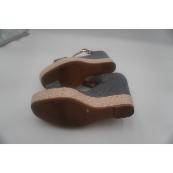 ANTONIO MELANI Lauralyn Navy Blue Gold Resort Ankle Vacation Wedge Sandals Sz 9M - Picture 8 of 10